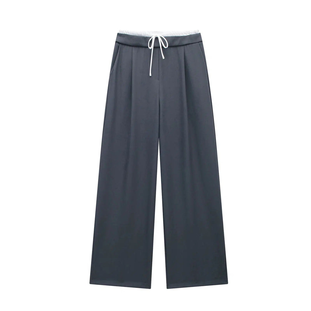 Drawstring Waist Wide-Leg Pants