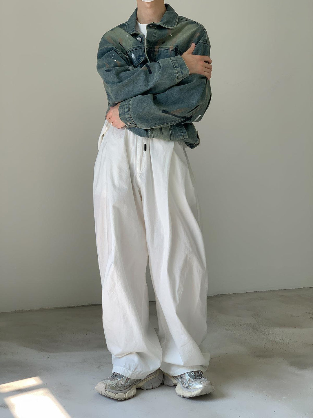 Drawstring Wide-leg Casual Pants