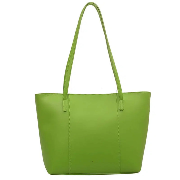 Dual Shoulder Straps Leather Tote Bag