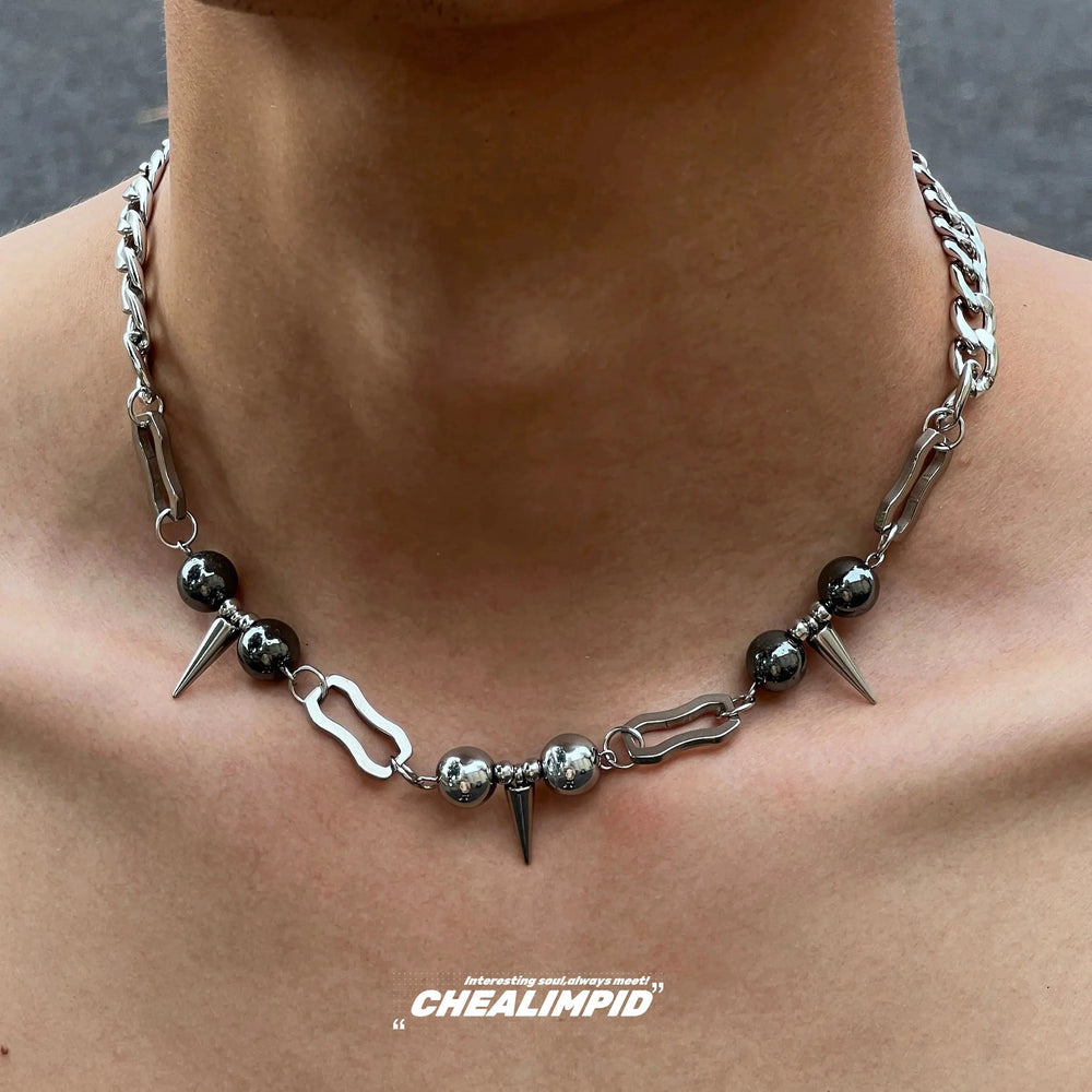 Edgy Spike Ball Chain Necklace