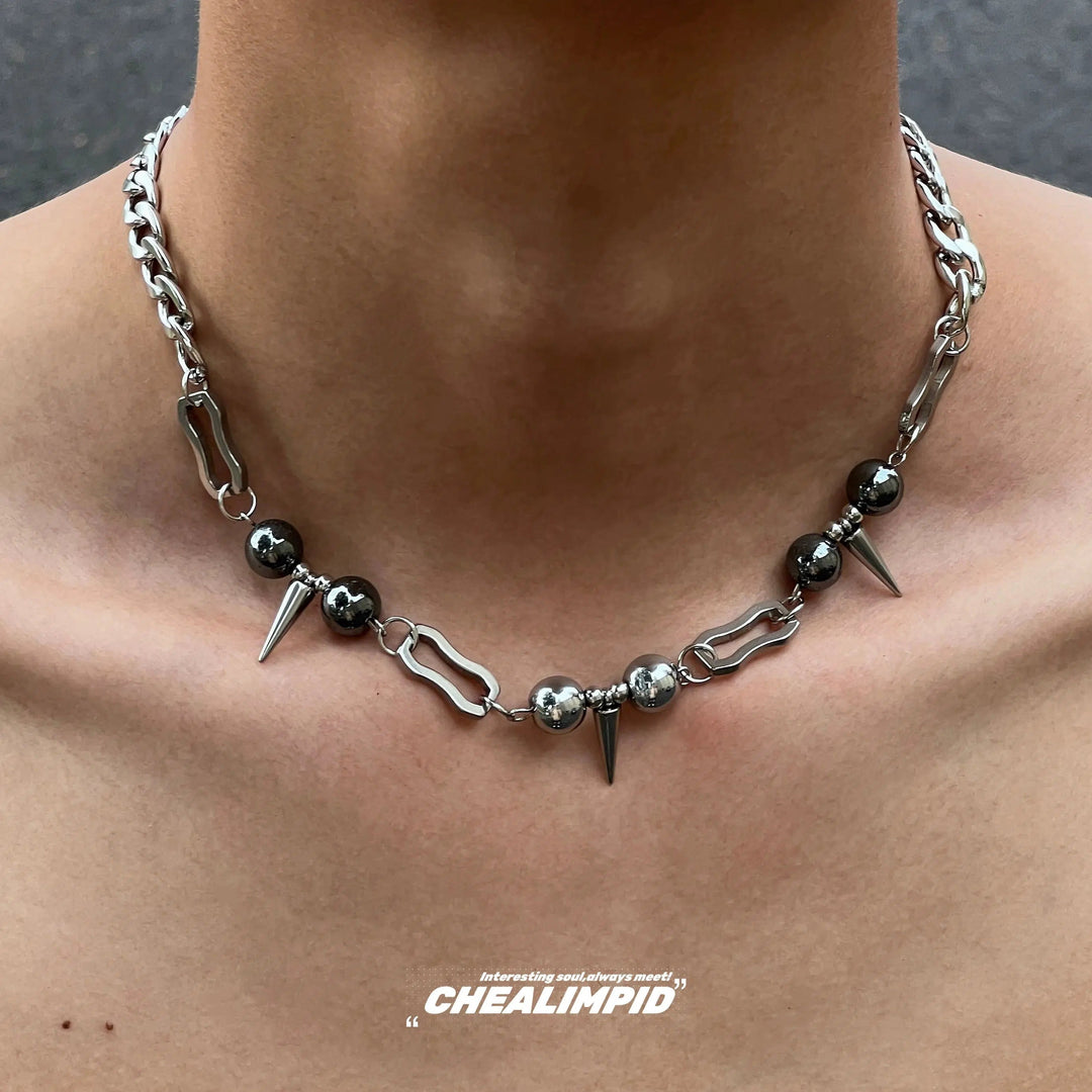 Edgy Spike Ball Chain Necklace