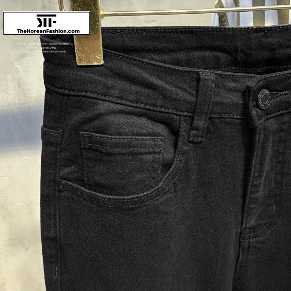 Elastic Slim Black Jeans