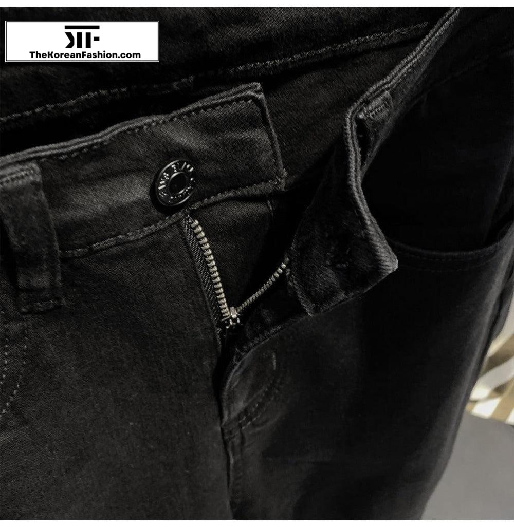 Elastic Slim Black Jeans