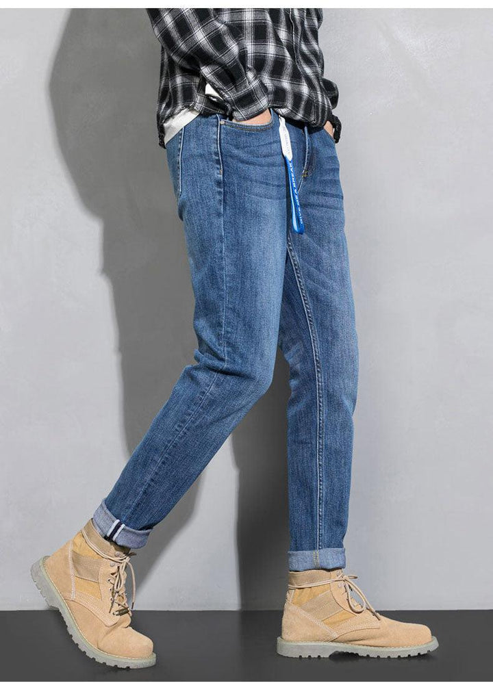 Elastic Slim Fit Casual Blue Jeans