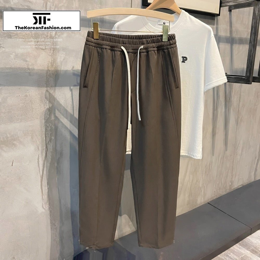 Elastic Waist Breathable Side Zip Drawstring Pants