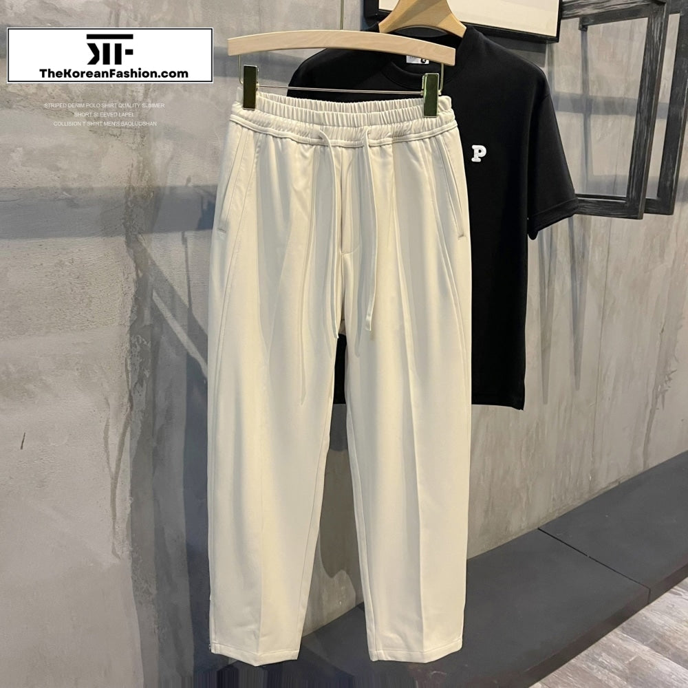 Elastic Waist Breathable Side Zip Drawstring Pants