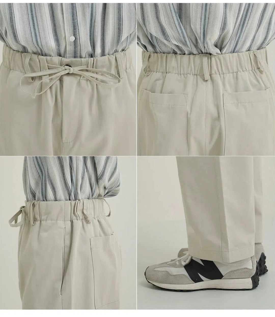 Elastic Waist Drawstring Straight Pants