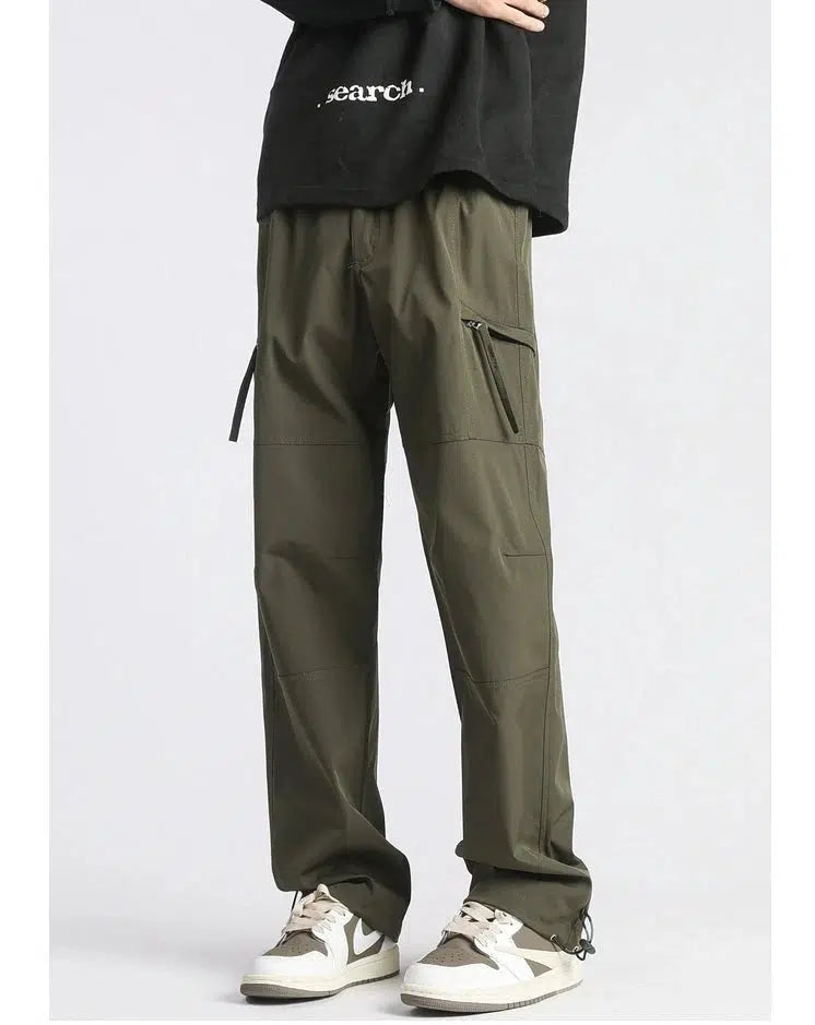 Elastic Waist Nylon Cargo Pants