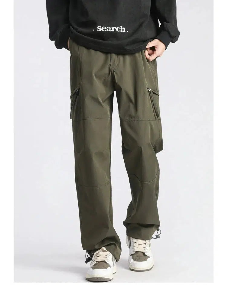 Elastic Waist Nylon Cargo Pants