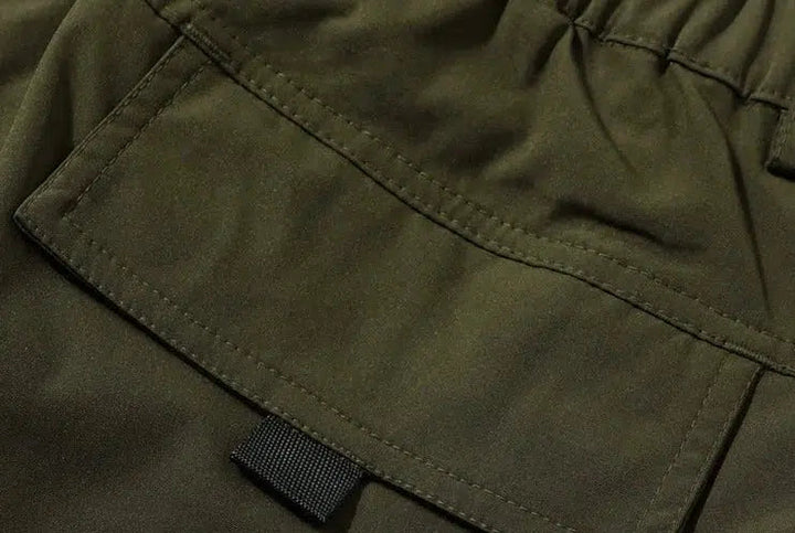 Elastic Waist Nylon Cargo Pants