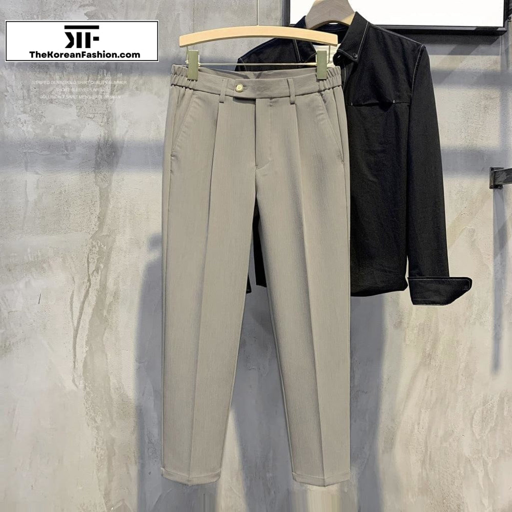 Elastic Waist Pendant Straight Pants