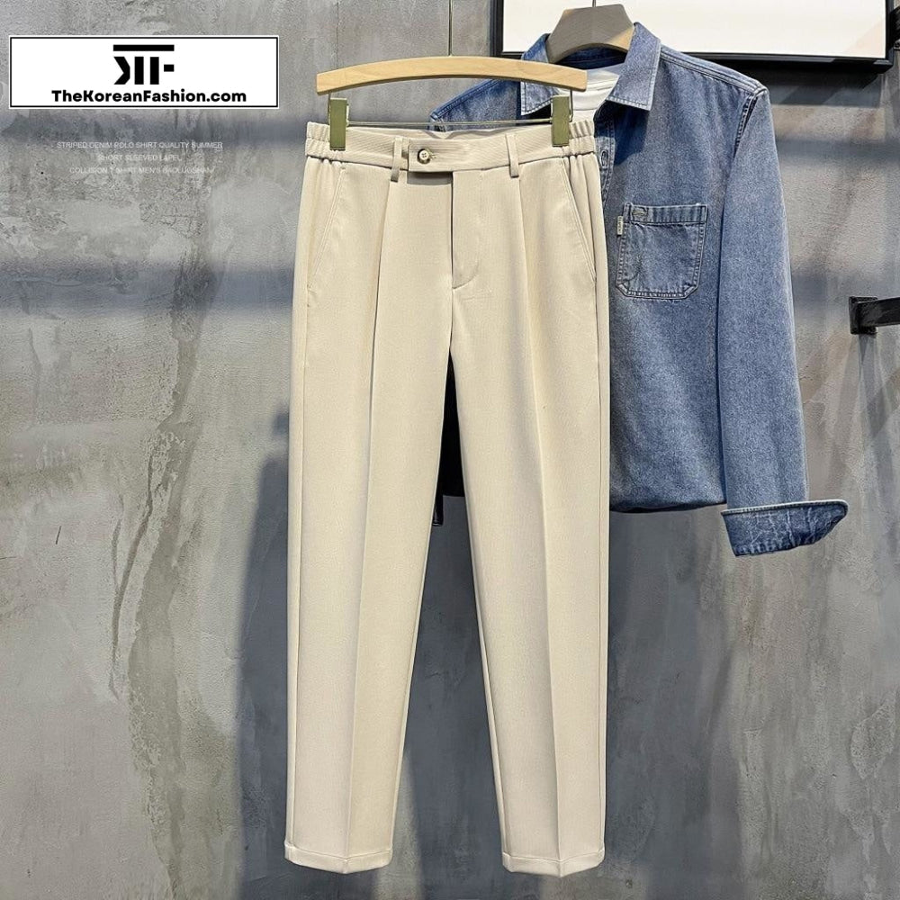 Elastic Waist Pendant Straight Pants