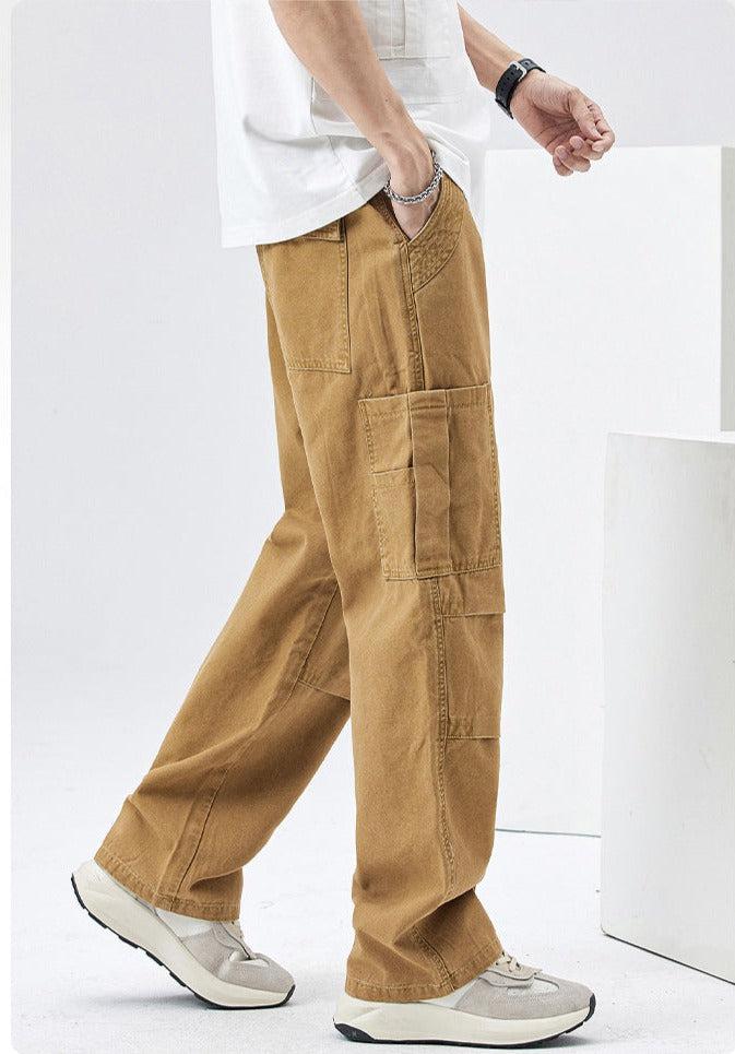 Elastic Waist Straight Cargo Pants