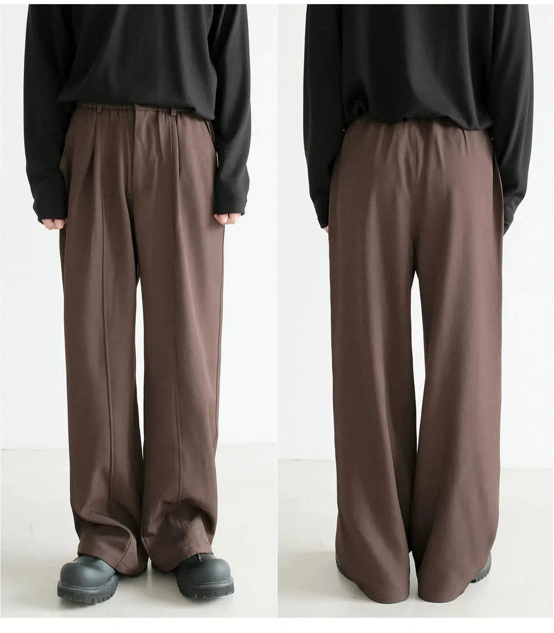 Elastic Waist Wide-Leg Pants