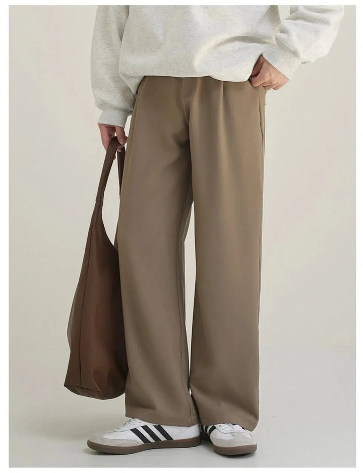 Elastic Waist Wide Leg Suit Pants