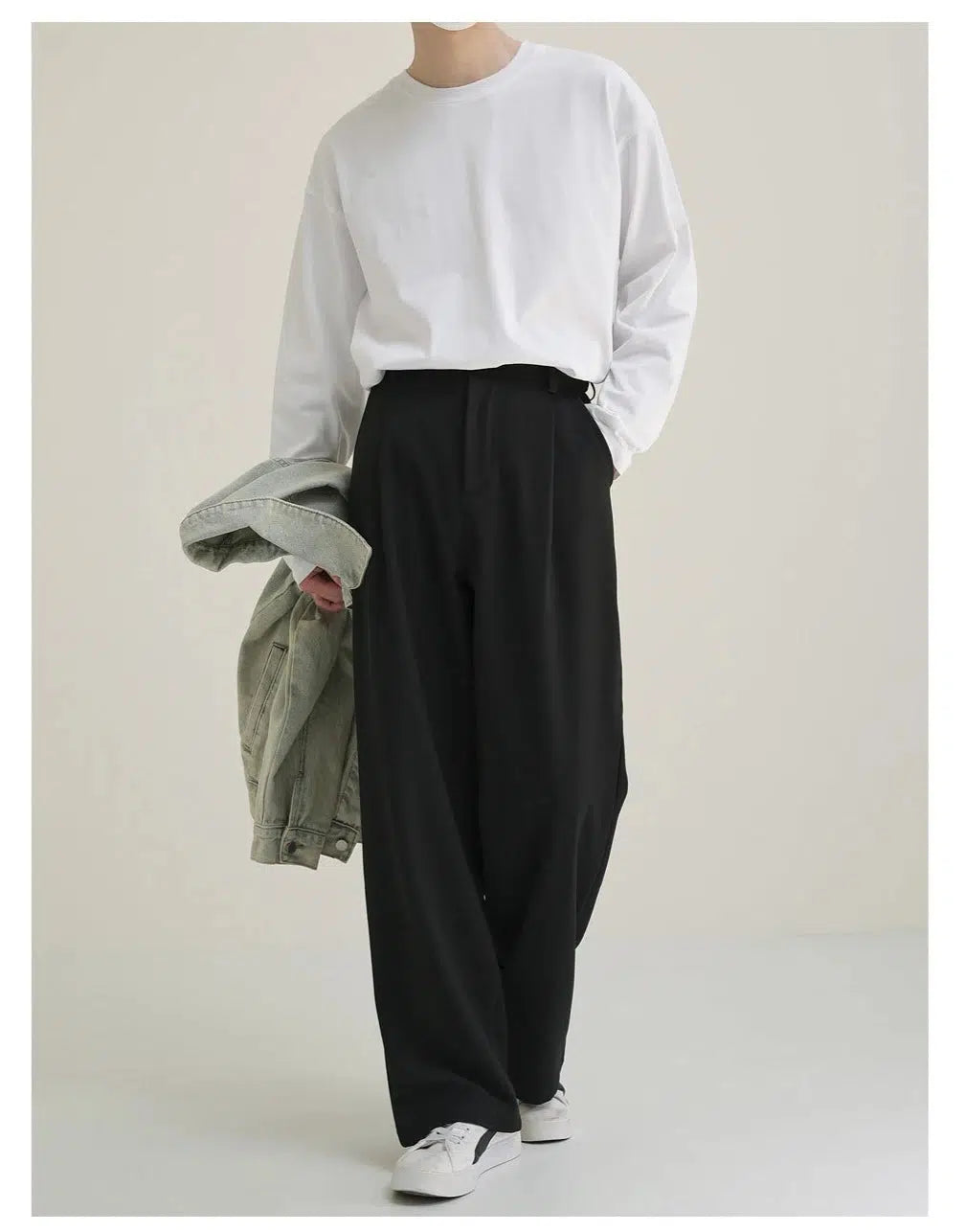 Elastic Waist Wide Leg Suit Pants