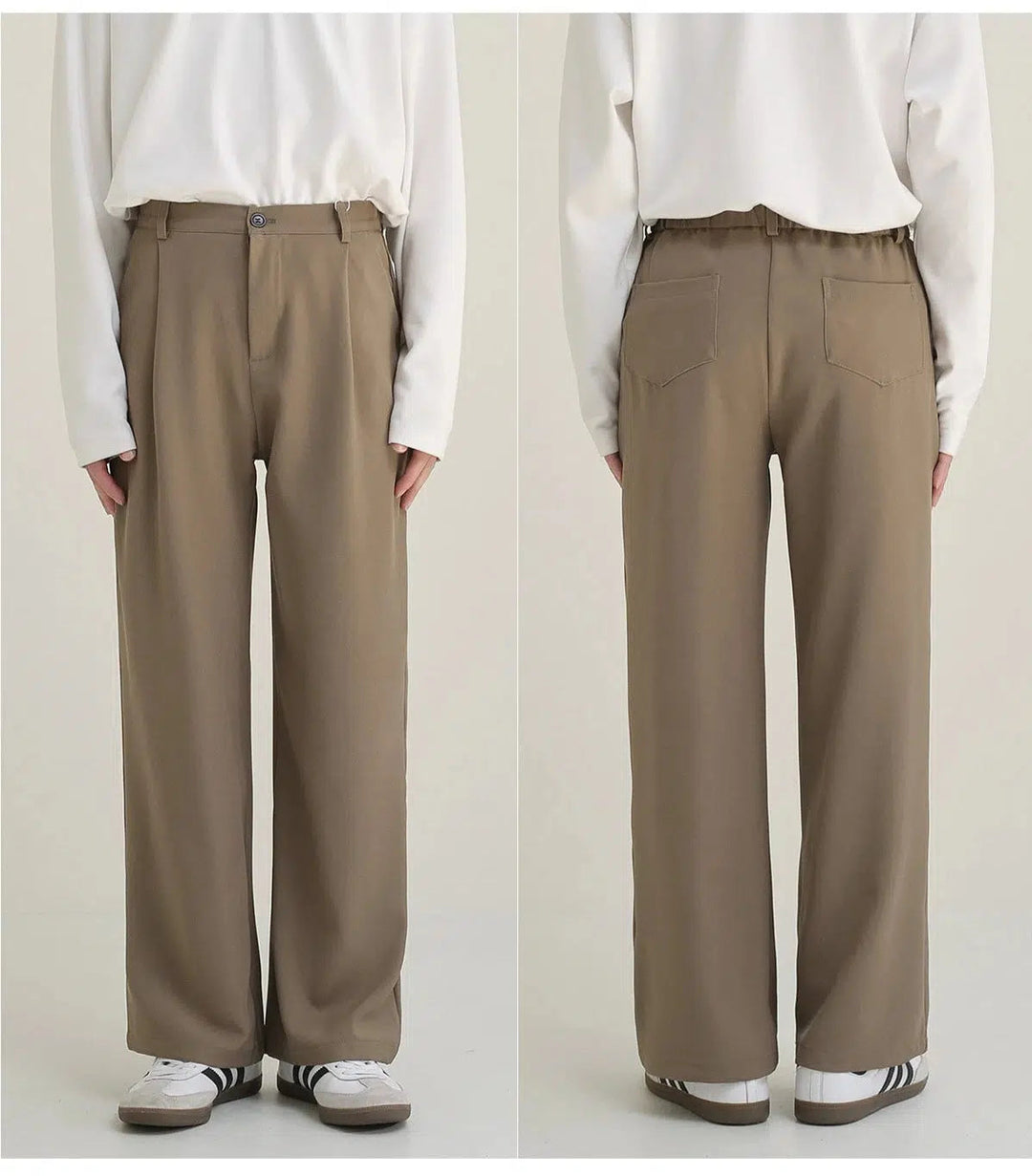 Elastic Waist Wide Leg Suit Pants