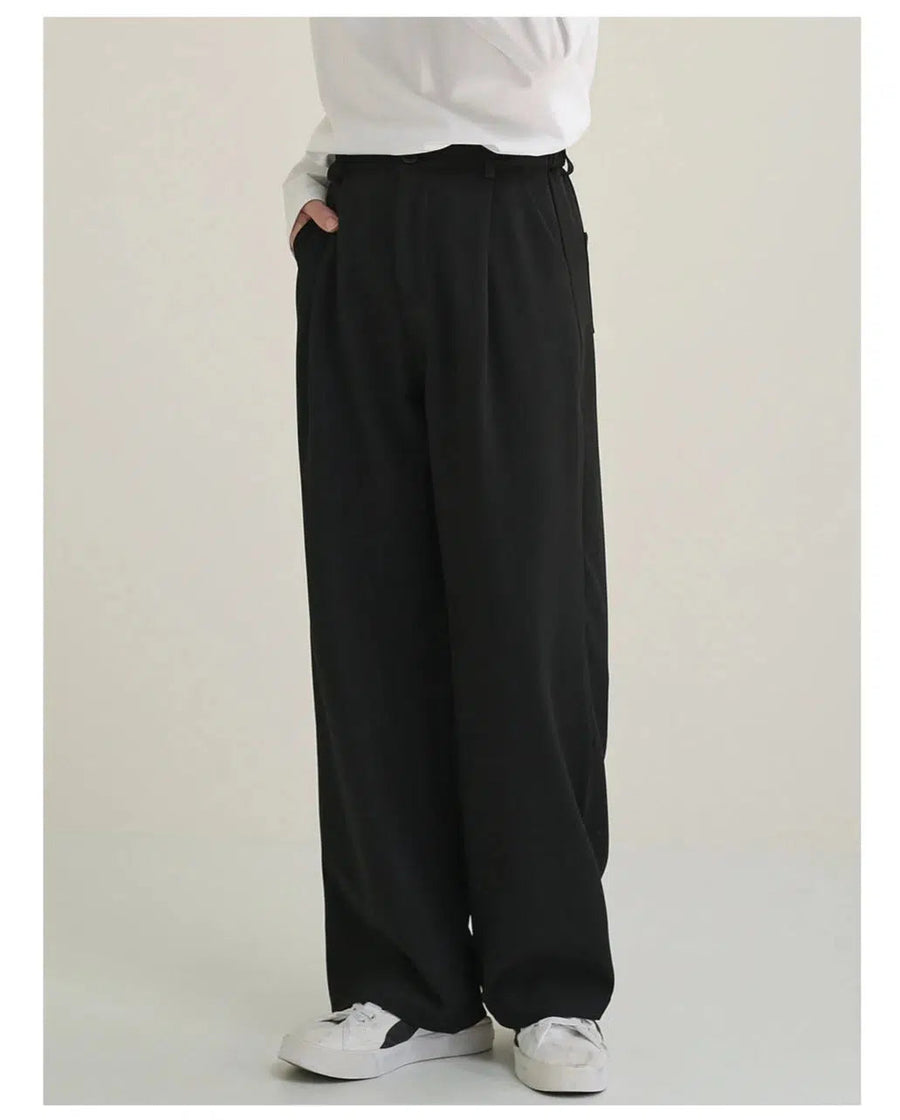 Elastic Waist Wide Leg Suit Pants