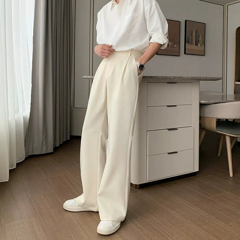 Elastic Waist Wide-leg Casual Pants