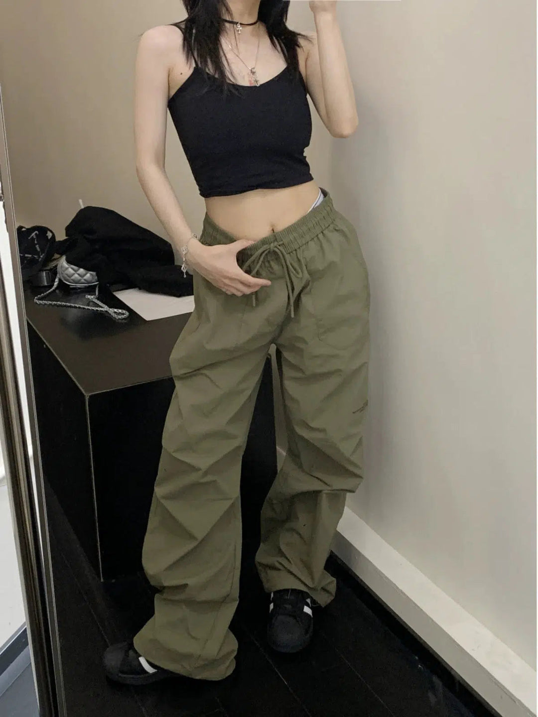 Elastic Waistband Loose-Fit Pants