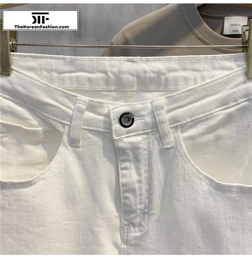 Elastic White Slim Breathable Pants