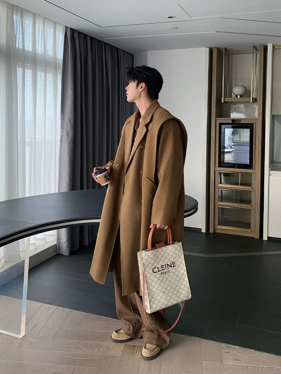 Elegant Double-Breasted Woolen Coat