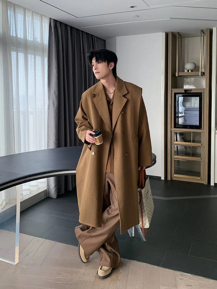 Elegant Double-Breasted Woolen Coat