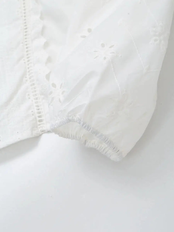 Elegant Eyelet Long Sleeve Blouse