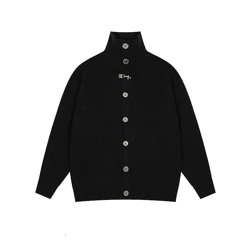 Elegant High-Neck Buttoned Sweater