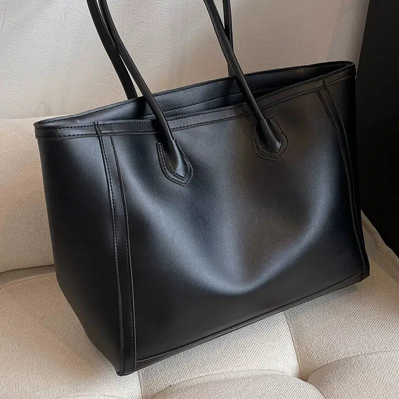 Elegant Leather Trim Tote Bag