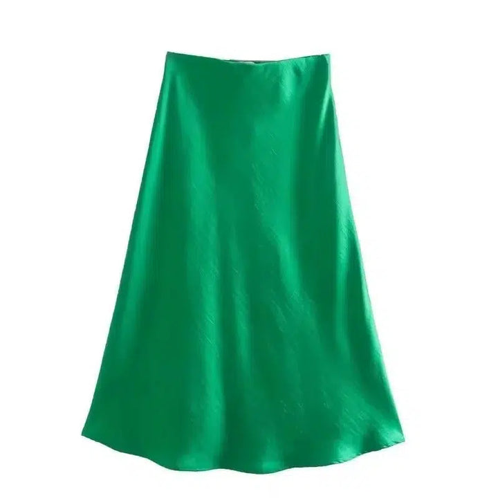 Elegant Midi Satin Skirt