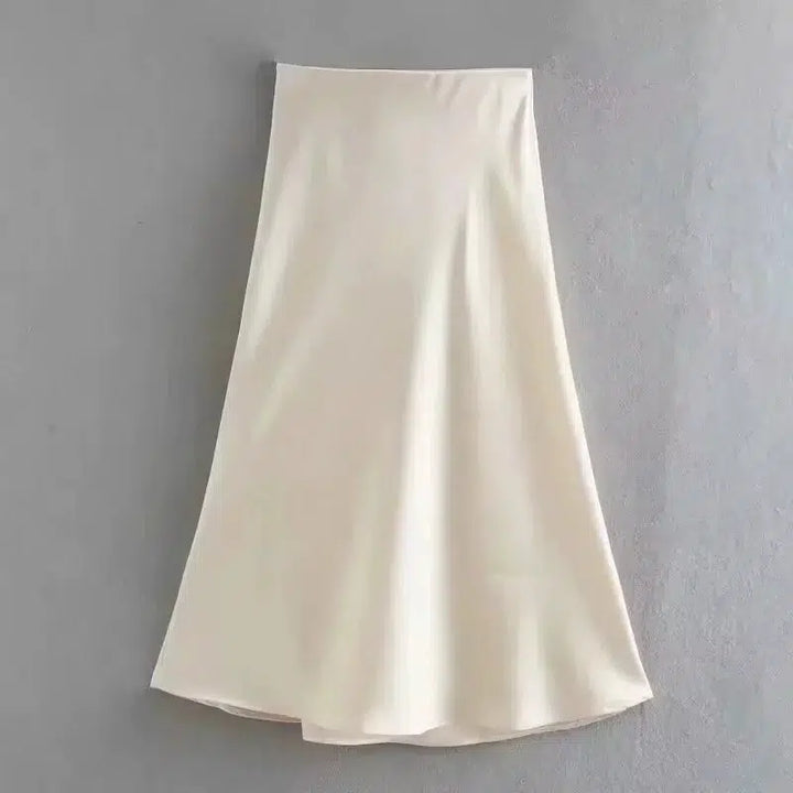 Elegant Midi Satin Skirt