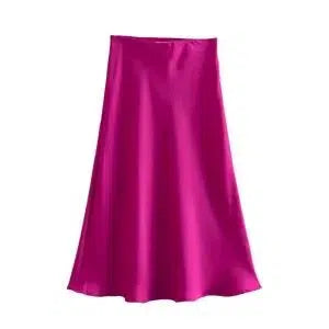 Elegant Midi Satin Skirt