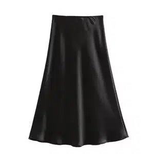 Elegant Midi Satin Skirt