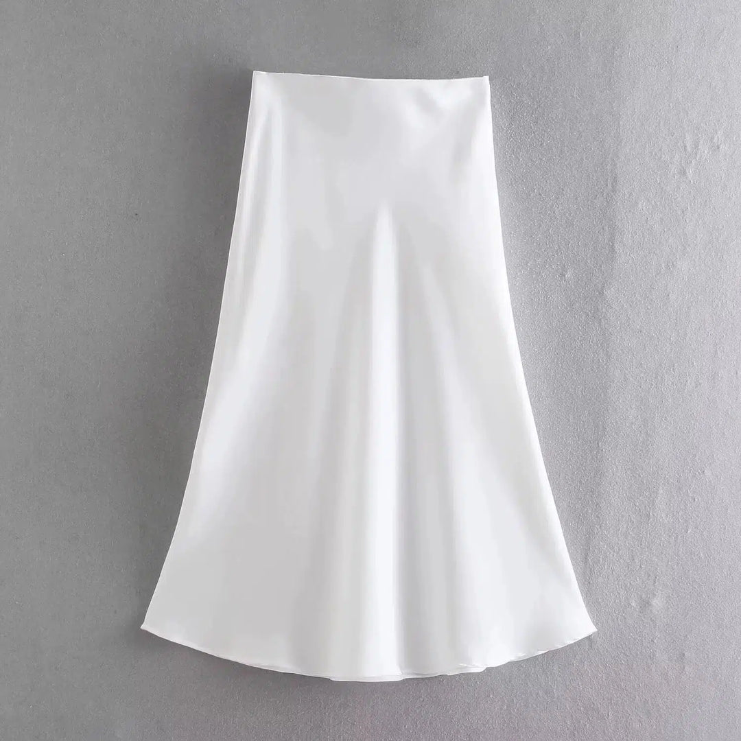 Elegant Midi Satin Skirt