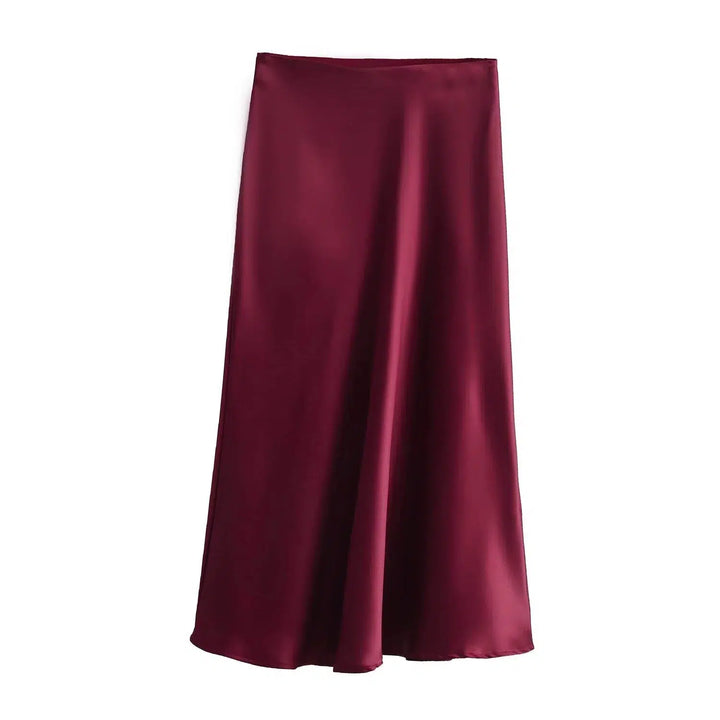 Elegant Midi Satin Skirt