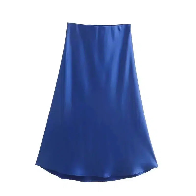 Elegant Midi Satin Skirt