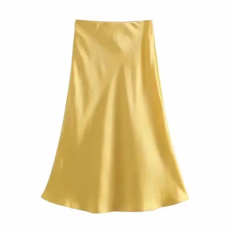 Elegant Midi Satin Skirt