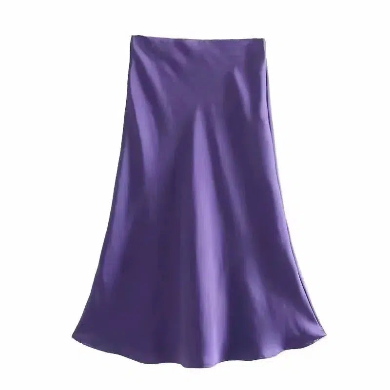 Elegant Midi Satin Skirt