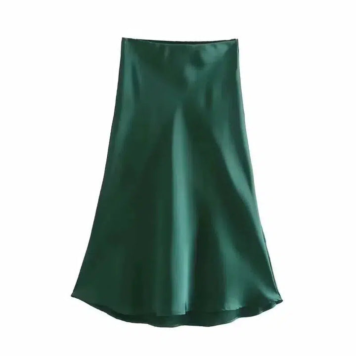 Elegant Midi Satin Skirt