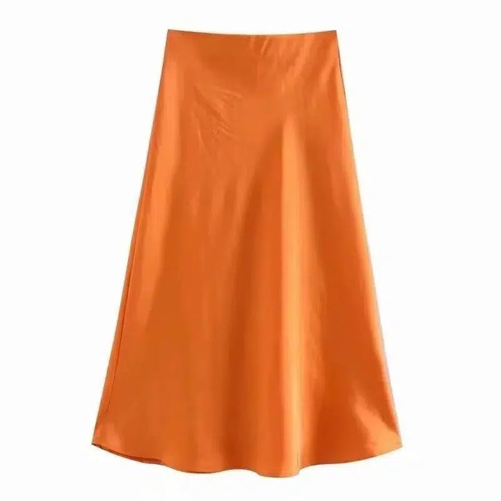 Elegant Midi Satin Skirt