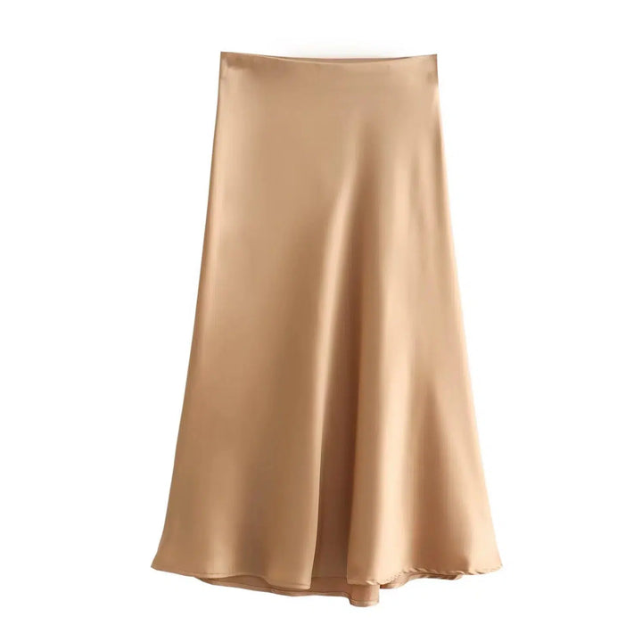 Elegant Midi Satin Skirt