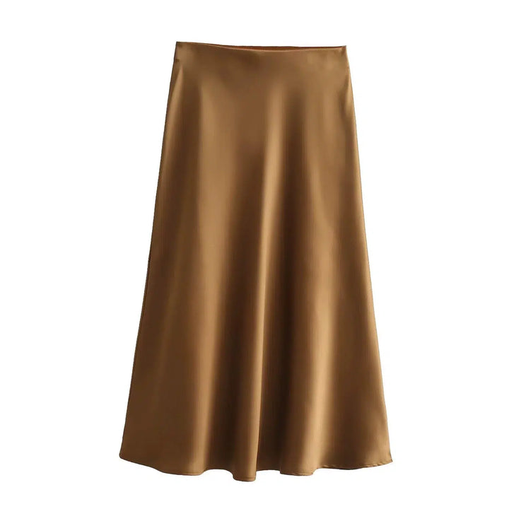 Elegant Midi Satin Skirt