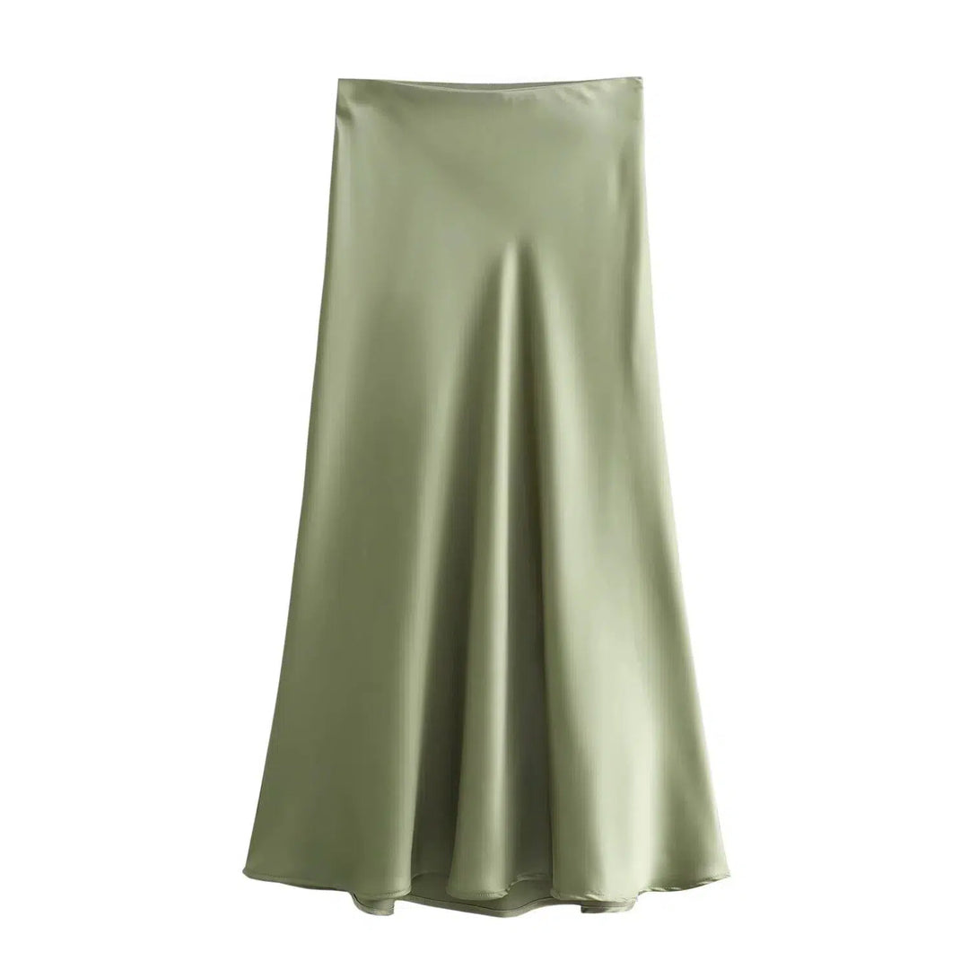 Elegant Midi Satin Skirt