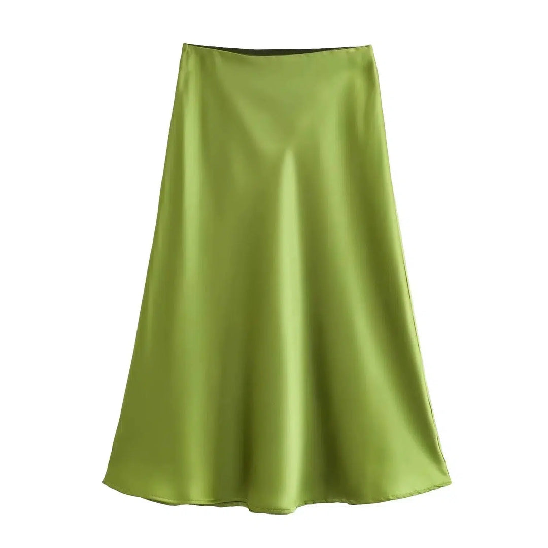 Elegant Midi Satin Skirt