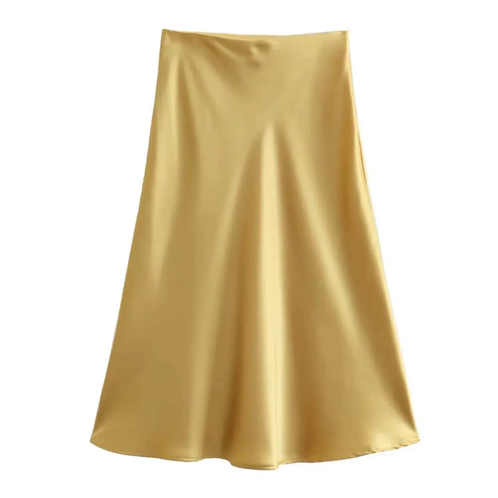 Elegant Midi Satin Skirt