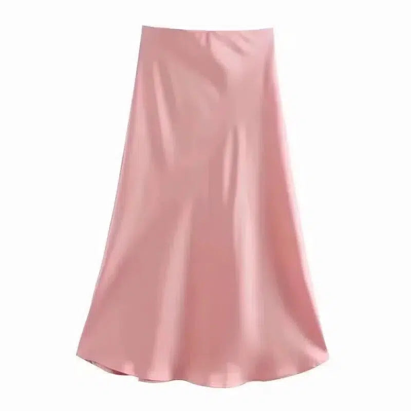 Elegant Midi Satin Skirt