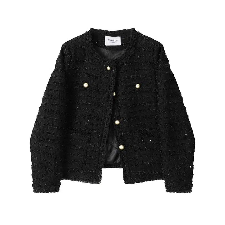 Pearl Buttons Textured Coat