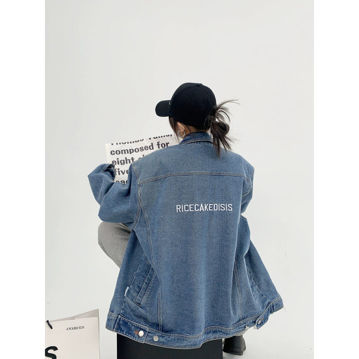 Embroidered Back Denim Oversized Coat