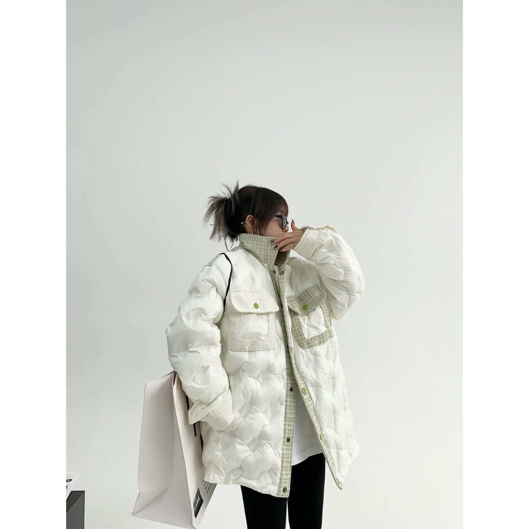 Embroidered Back Quilted Puffer Coat